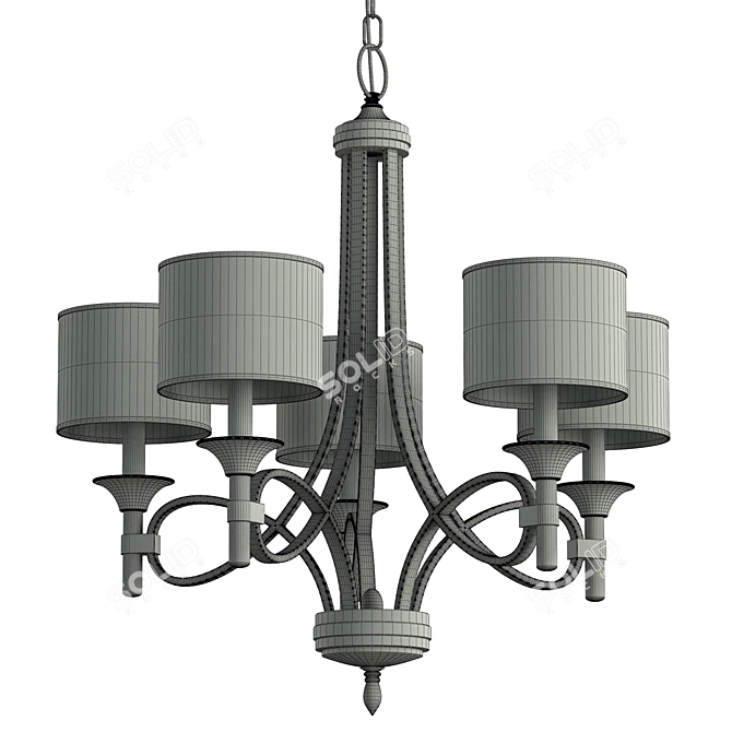 Lacey Antique Pewter Chandelier 3D model image 2