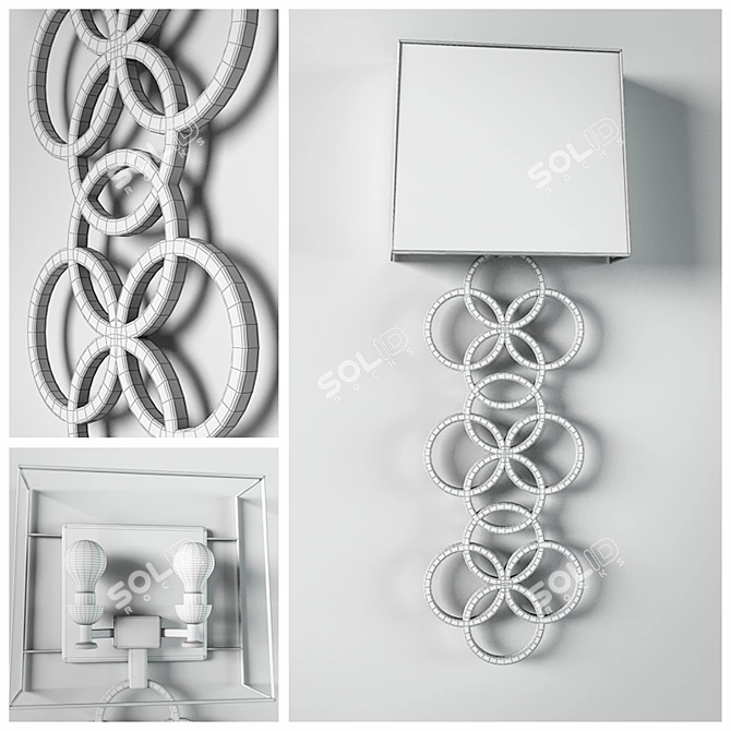 Elegant Circles Wall Sconce by Harriet 3D model image 2