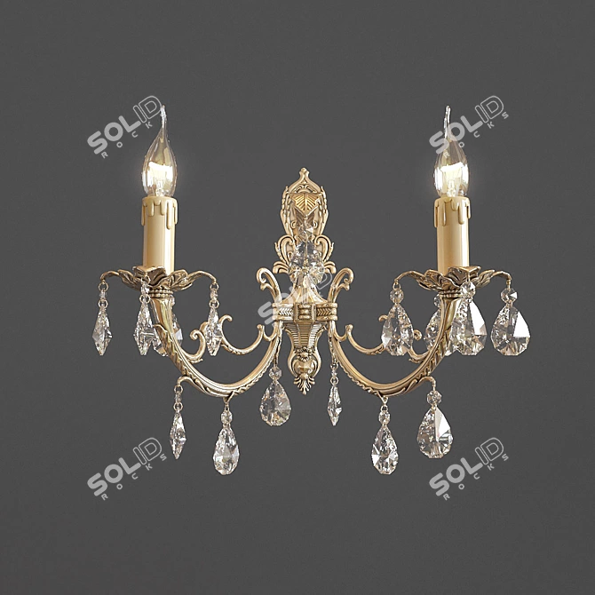 Vintage Gold Crystal Chandelier 3D model image 1