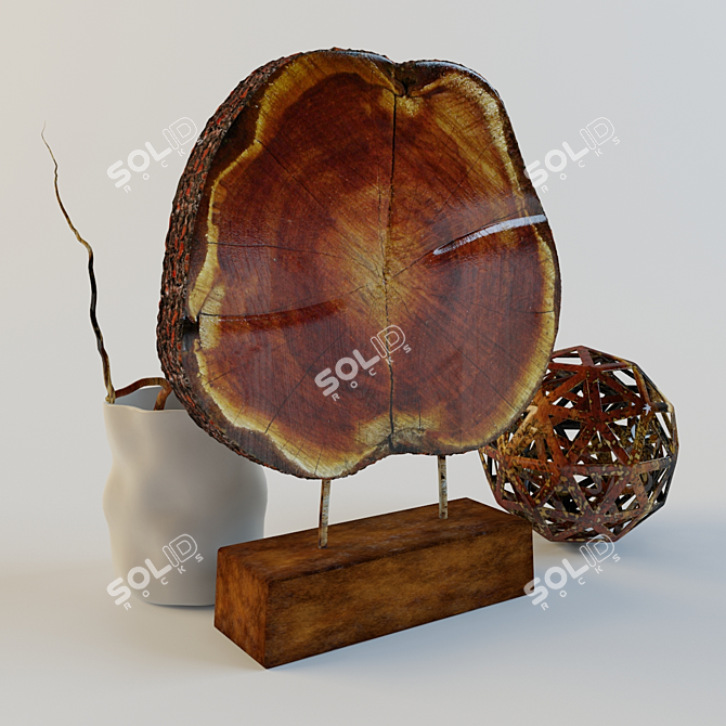 Rustic Wooden Home Decor 3D model image 1