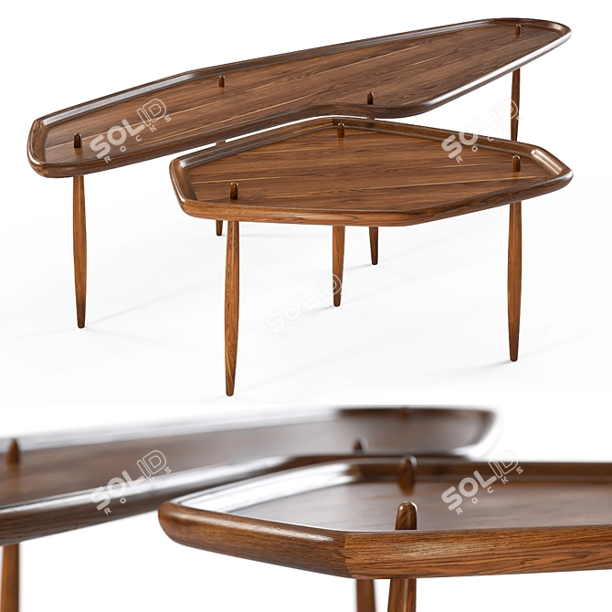 Versatile Mid-Century Side Tables 3D model image 1