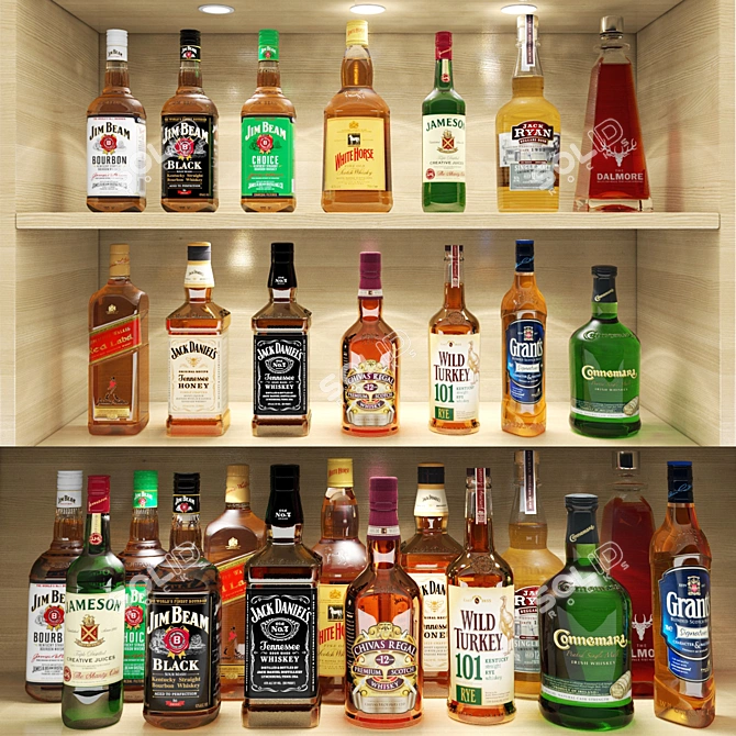 Premium Whiskey Bar Set 3D model image 1