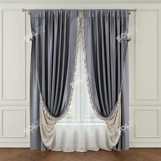 Elegant Lace-Trimmed Blind 3D model image 1