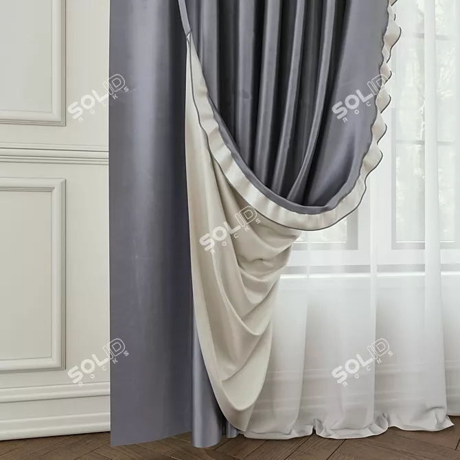 Elegant Lace-Trimmed Blind 3D model image 2