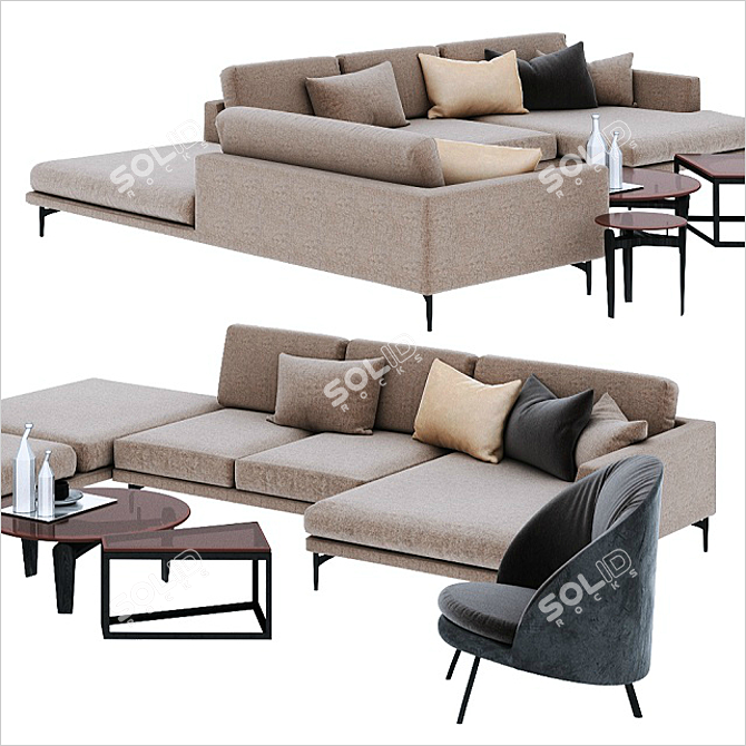 Luxury Hollywood Sofa Set 3D model image 3