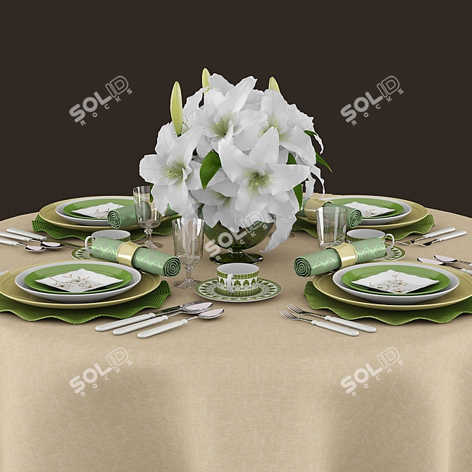 Elegant Dining Essentials 3D model image 2