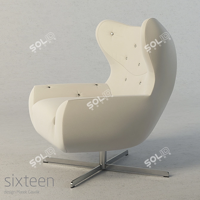 Retro-Chic Armchair: Sixteen 3D model image 2