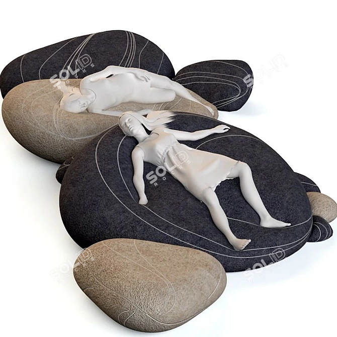 Stylish Stone Floor Cushions 3D model image 3