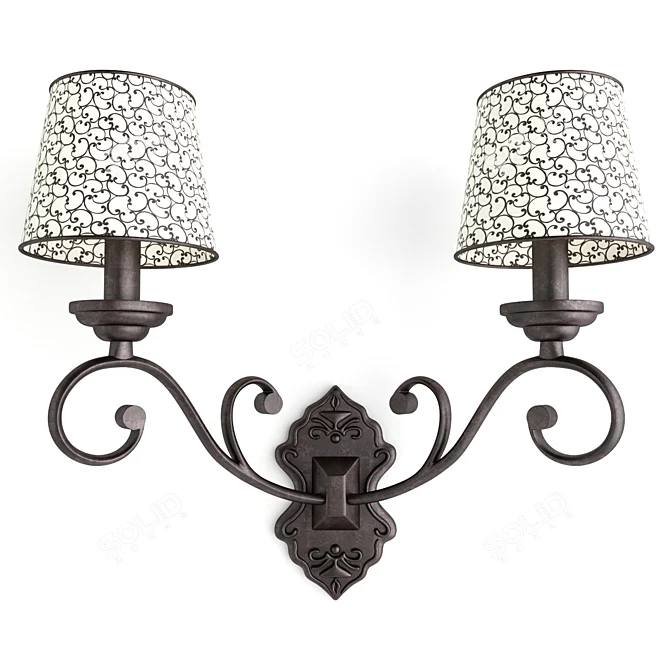 Golden Patterned Sconces Set 3D model image 1