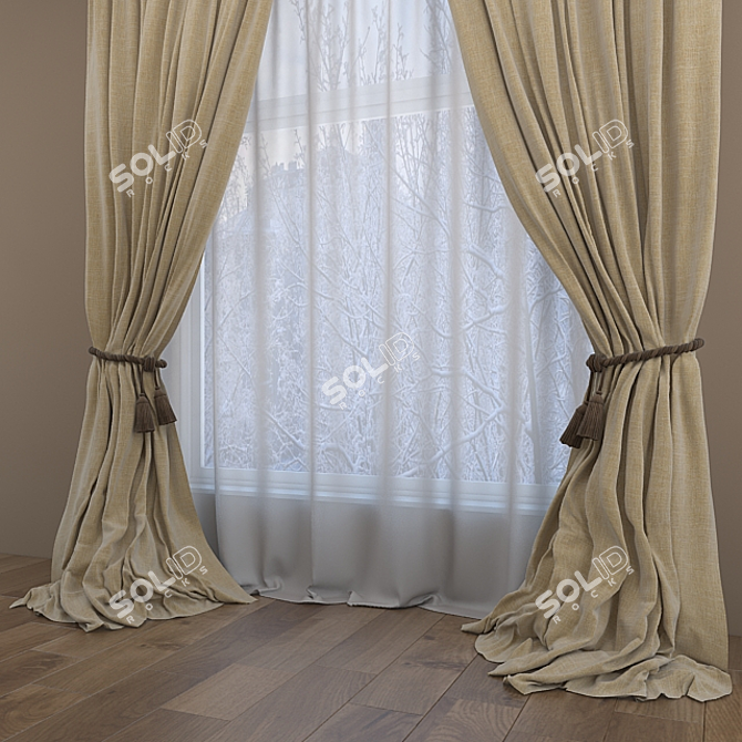 Elegant Window Curtains 3D model image 2