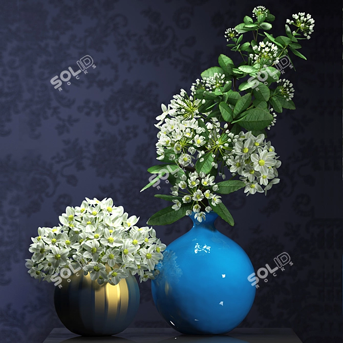 Elegant Bloom Vase Set 3D model image 1