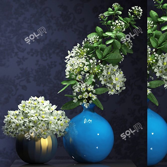 Elegant Bloom Vase Set 3D model image 3