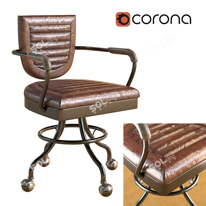 Vintage Leather Armchair  Handcrafted Comfort 3D model image 1