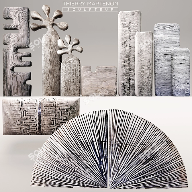 Elegant Sculpture Set by Thierry Martenon 3D model image 1