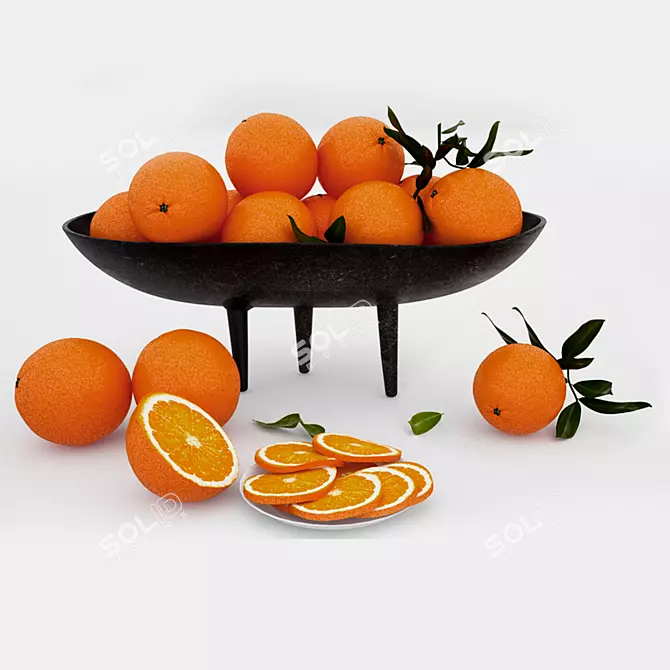 Elegant Citrus Display: Oranges in Vase 3D model image 1