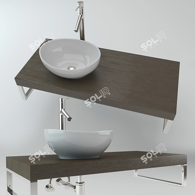 Wooden Plate Washbasin 3D model image 1