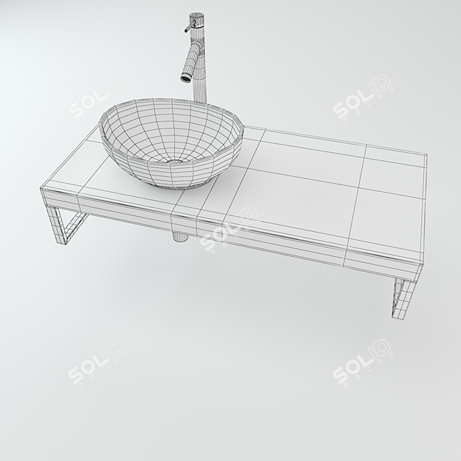 Wooden Plate Washbasin 3D model image 2