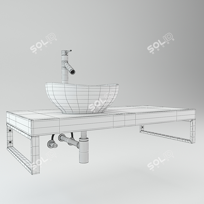 Wooden Plate Washbasin 3D model image 3