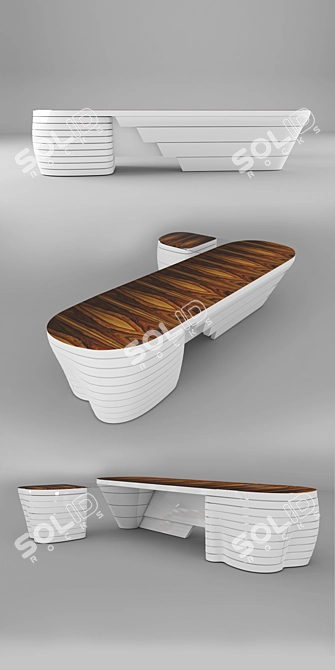 Modern Office Desk | 350x90x75 cm | 3D Max Design 3D model image 2