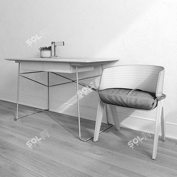 Brera Secretaire & Lucia Chair Set 3D model image 2