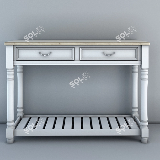 Provence White Console: Classic Comod, Tumba, Coffee Table 3D model image 1