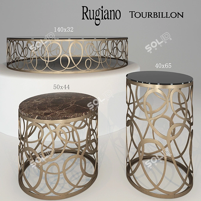 Elegant Rugiano Tourbillon Tables 3D model image 2