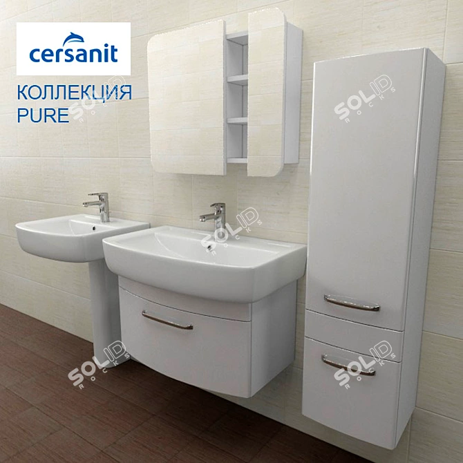 Title: Sleek and Pure Bathroom Collection 3D model image 3