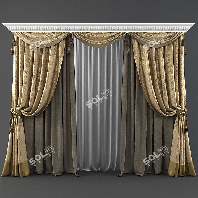 Classic Style Curtains 3D model image 1