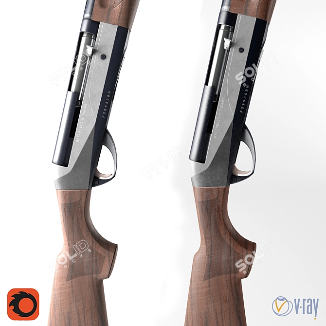 Elegant Benelli Raffaello Shotgun 3D model image 2