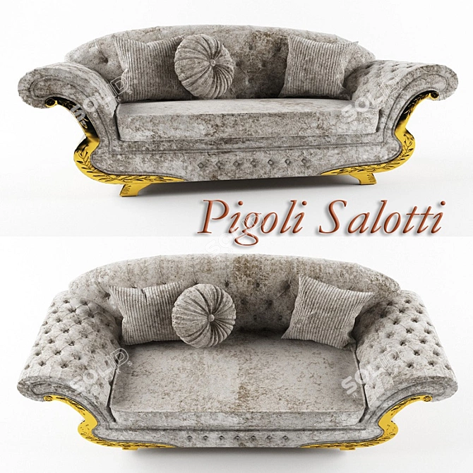 Title: Luxurious Velvet Sofa - Pigoli Salotti Diletta 3D model image 1