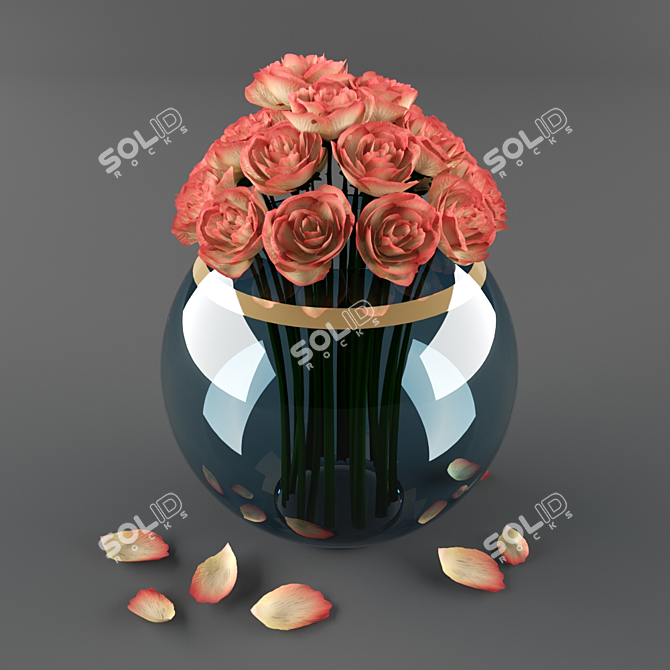 Elegant Vase with Illuminating Roses 3D model image 1