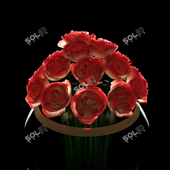 Elegant Vase with Illuminating Roses 3D model image 2