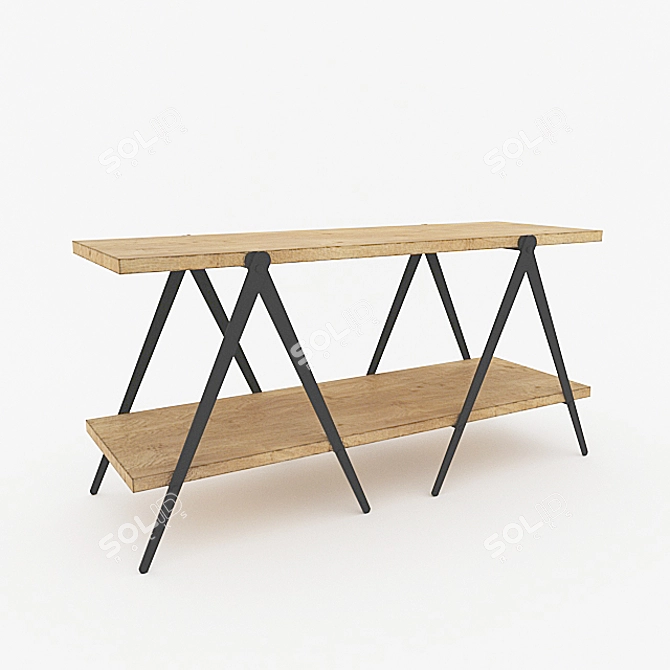 Modern Mango Wood Console 3D model image 1