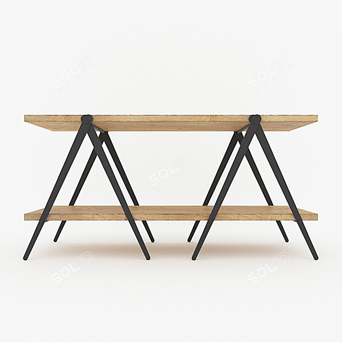 Modern Mango Wood Console 3D model image 2