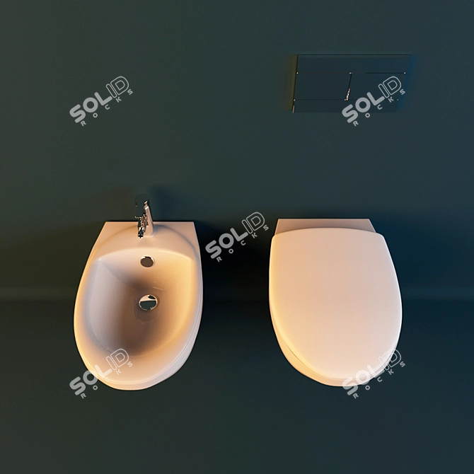 Jacob Delafon Patio Toilet and Bidet Set 3D model image 2