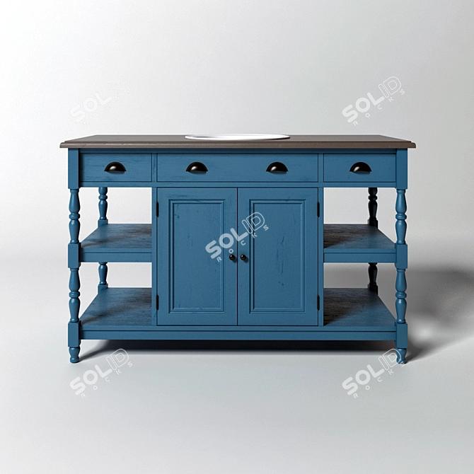 Elegant Frederica Cabinet - 128x54x91 cm 3D model image 1