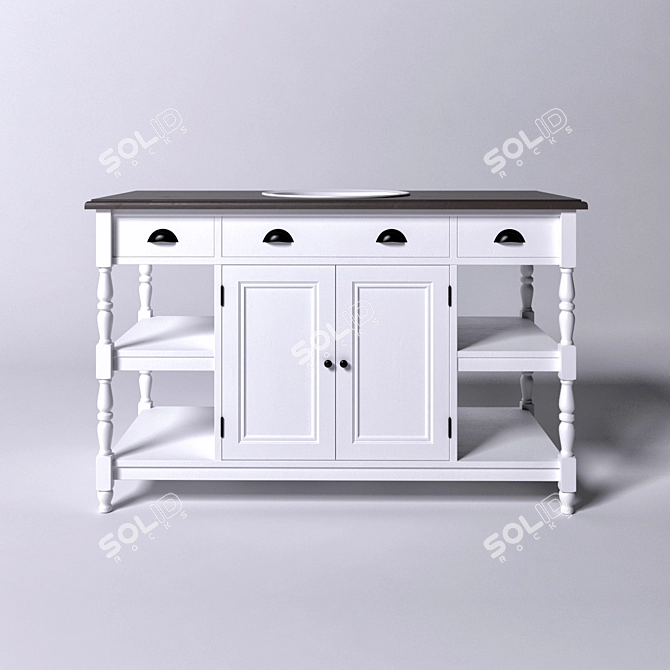 Elegant Frederica Cabinet - 128x54x91 cm 3D model image 2