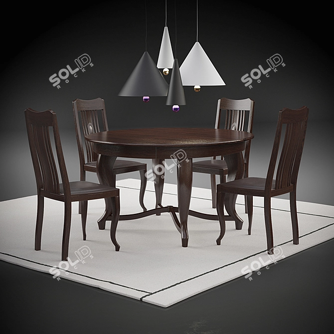 Timeless Elegance: Vintage Table & Chairs 3D model image 1