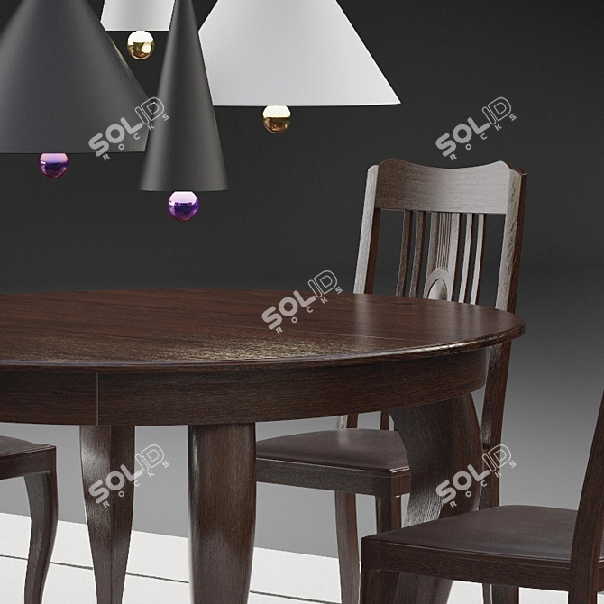 Timeless Elegance: Vintage Table & Chairs 3D model image 2