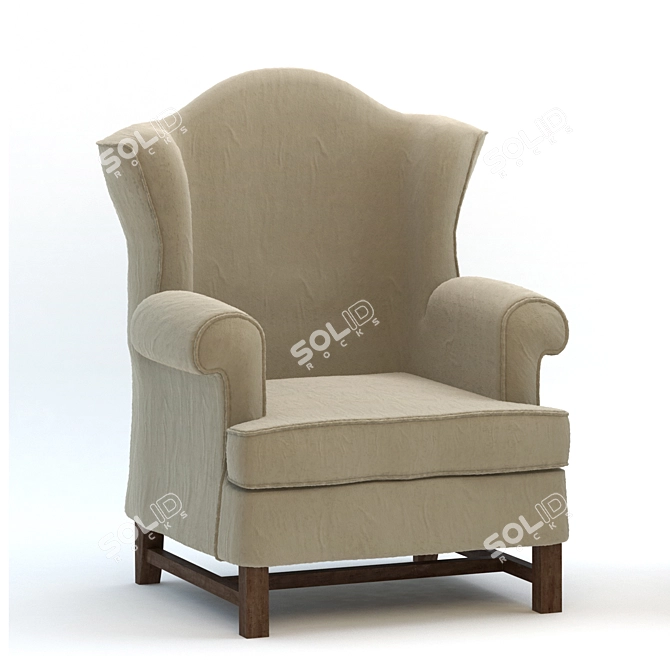 Retro Chic Vintage Armchair 3D model image 1