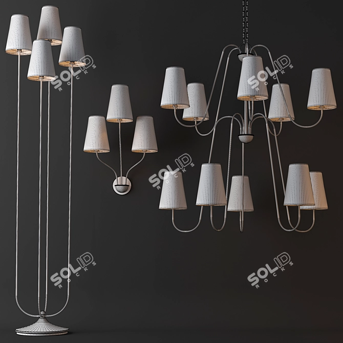 Elegant Montreuil Chandelier 3D model image 3