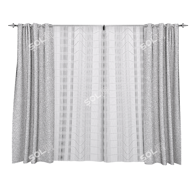 Sanela IKEA Curtains - Elegant and Versatile 3D model image 3