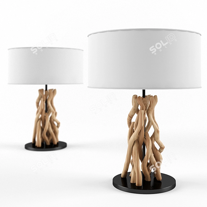 Rustic Driftwood Table Lamp 3D model image 2