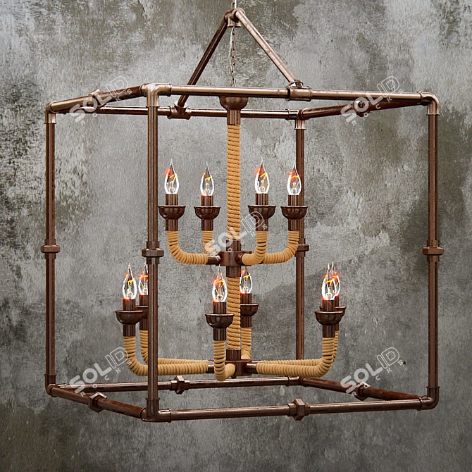 Industrial Loft Style Chandelier 3D model image 2