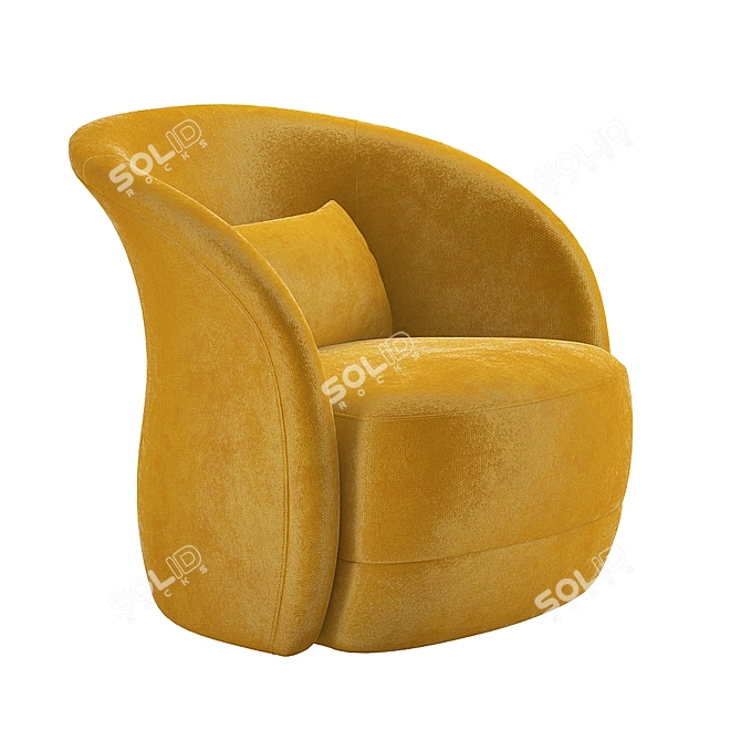 Compact Round Armchair - Laura 3D model image 2