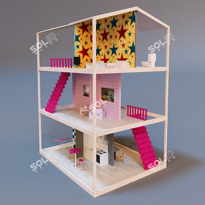 Dreamy Dollhouse 3D model image 1