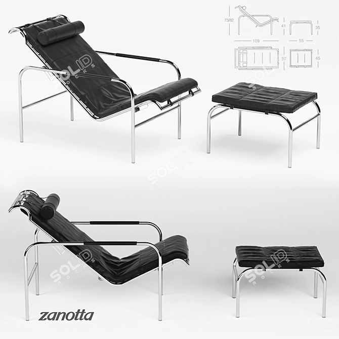 Elegant Genni Chaise Lounge 3D model image 1