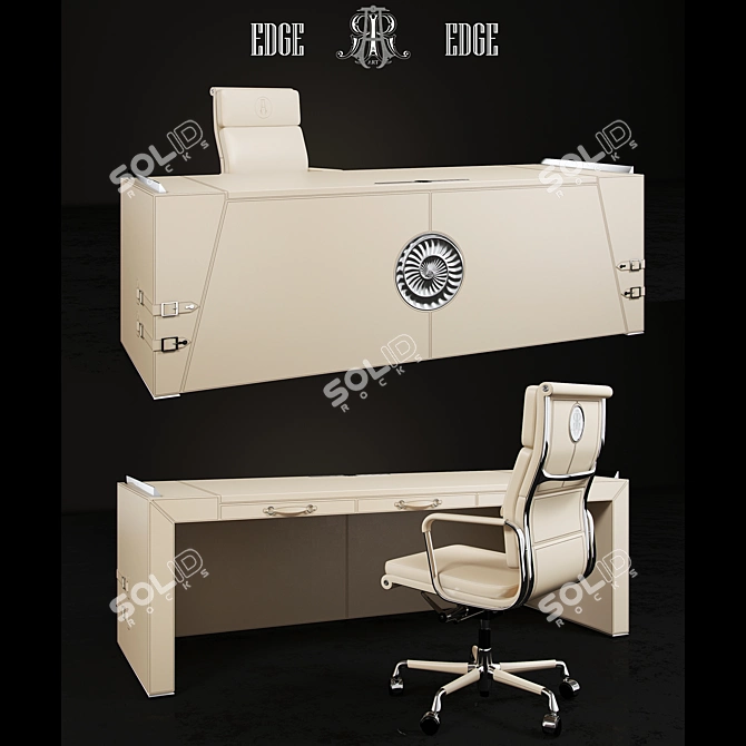 Sleek Desk and Chair Set 3D model image 1