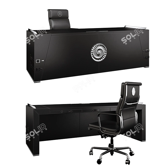 Sleek Desk and Chair Set 3D model image 2