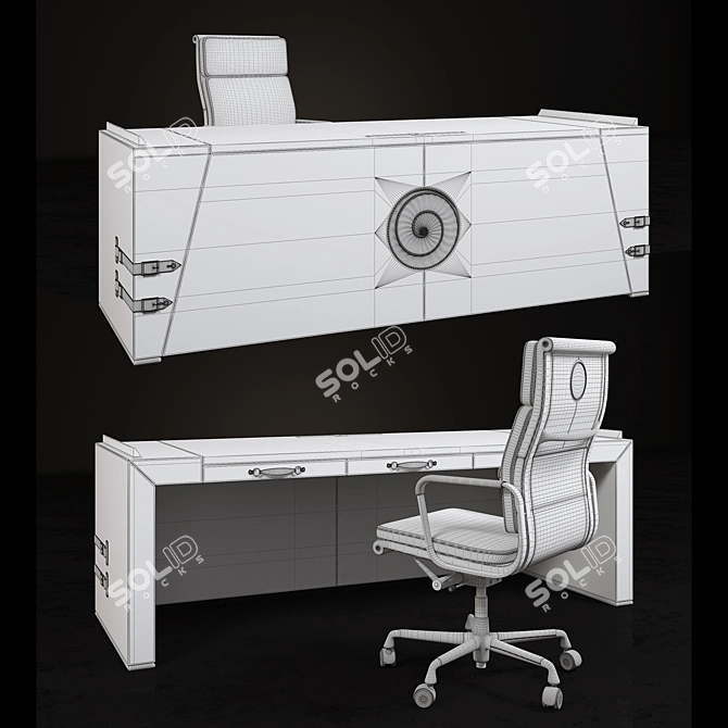 Sleek Desk and Chair Set 3D model image 3